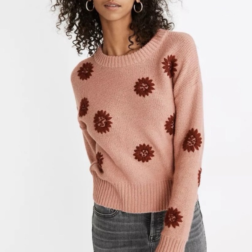 Madewell Flower Embroidered Pullover Sweater 🎀